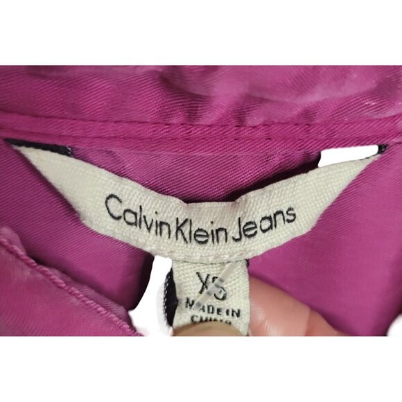 Calvin Klein Jeans XS Purple Tie-Dye Button-Up Shirt Long Sleeve Womens Casual T - Picture 4 of 6
